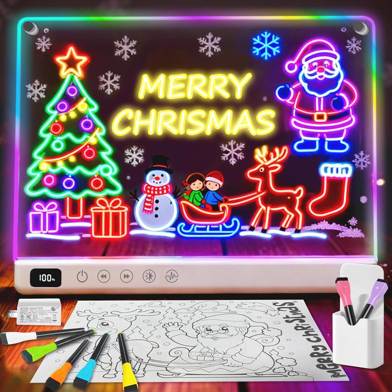 Lumiboard Led Drawing Board with 13 Light Effects, 16" Rechargeable Glow Doodle LED Note Board with Colors, Neon Light Up Drawing Tablet Gifts for Kids for Valentines Birthday Christmas Gift Ideas - Image 1